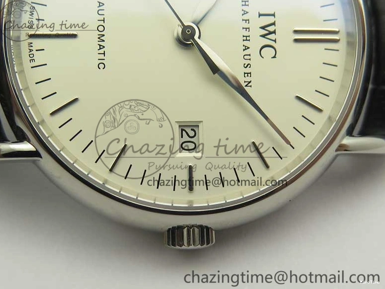 MIROTIME 0420 Fashionable Portofino Automatic SS TWF 1:1 Best Edition Silver Dial SS Markers on Black Leather Strap A 7200